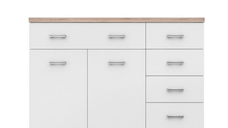 Comoda TOP MIX, 2 usi, 5 sertare, alb, 120x33x85 cm