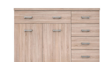 Comoda TOP MIX, 2 usi, 5 sertare, stejar sonoma, 120x33x85 cm