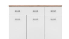Comoda TOP MIX, 3 usi, 2 sertare, alb, 120x33x85 cm