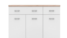 Comoda TOP MIX, 3 usi, 2 sertare, alb, 120x33x85 cm
