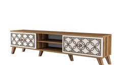 Comoda TV CLASS, nuc si alb, dimensiuni 180x35x44 cm