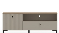 Comoda TV DOMINICA, 1 usa rabatabila, 1 sertar, taupe + stejar silverjack, 135x41x54,5 cm