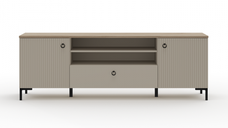 Comoda TV DOMINICA, 2 usi, 1 sertar, taupe + stejar silverjack, 184x41x63 cm