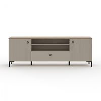 Comoda TV DOMINICA, 2 usi, 1 sertar, taupe + stejar silverjack, 184x41x63 cm - 1