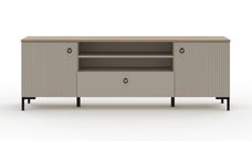 Comoda TV DOMINICA, 2 usi, 1 sertar, taupe + stejar silverjack, 184x41x63 cm