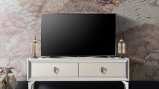 Comoda TV LAZIO, cu sertare, crem, 138x38x49 cm