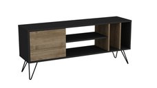 Comoda TV MISTICO, finisaj nuc si negru, 140 x 35,5 x 58,7 cm
