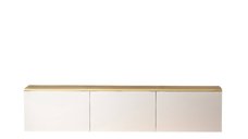 Comoda TV moderna NEON, alb si stejar, dimensiuni 160x32x35 cm