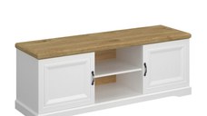 Comoda TV RIVA, 2 usi, alb + stejar harbor, 149,6x45x54,5 cm