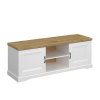 Comoda TV RIVA, 2 usi, alb + stejar harbor, 149,6x45x54,5 cm - 1