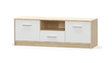 Comoda TV TIPS, 2 usi, 1 sertar, stejar sonoma + alb, 123,2x38,3x42,5 cm