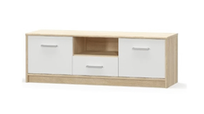Comoda TV TIPS, 2 usi, 1 sertar, stejar sonoma + alb, 123,2x38,3x42,5 cm