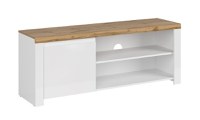 Comoda TV VIGO, 1 usa, alb + stejar wotan, 156x41,5x61 cm - 1
