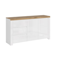 Comoda VIGO, 2 usi, 3 sertare, alb + stejar wotan, 156x41,5x84,5 cm - 1