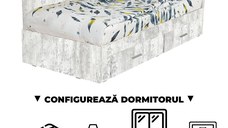 Configurator Dormitor ALMA, pin antichizat, de la Pat Colt Alma 120x200 cm, cu 2 sertare laterale pe role, adauga Saltea, Noptiere, Comoda, Dulap