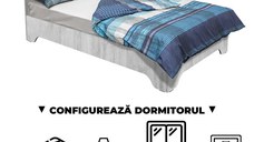 Configurator Dormitor ALMA, pin antichizat, de la Pat cu picioare Alma 120x200 cm, adauga Saltea, Noptiere, Comoda, Dulap