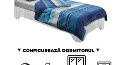 Configurator Dormitor ALMA, pin antichizat, de la Pat cu picioare Alma 90x200 cm, adauga Saltea, Noptiere, Comoda, Dulap