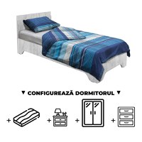 Configurator Dormitor ALMA, pin antichizat, de la Pat cu picioare Alma 90x200 cm, adauga Saltea, Noptiere, Comoda, Dulap - 1