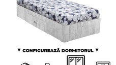 Configurator Dormitor ALMA, pin antichizat, de la Pat cu sertar Alma 120x200 cm, adauga Saltea, Noptiere, Comoda, Dulap