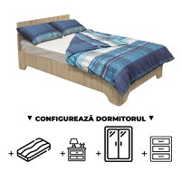 Configurator Dormitor ALMA, sonoma deschis, de la Pat cu picioare Alma 120x200 cm, adauga Saltea, Noptiere, Comoda, Dulap - 1