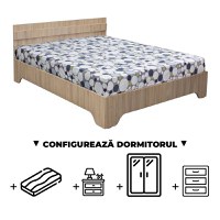 Configurator Dormitor ALMA, sonoma deschis, de la Pat cu picioare Alma 160x200 cm, adauga Saltea, Noptiere, Comoda, Dulap - 1
