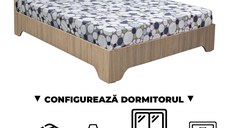 Configurator Dormitor ALMA, sonoma deschis, de la Pat cu picioare Alma 160x200 cm, adauga Saltea, Noptiere, Comoda, Dulap
