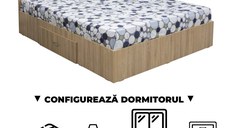 Configurator Dormitor ALMA, sonoma deschis, de la Pat cu sertar Alma 140x200 cm, adauga Saltea, Noptiere, Comoda, Dulap