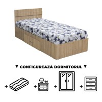 Configurator Dormitor ALMA, sonoma deschis, de la Pat cu sertar Alma 90x200 cm, adauga Saltea, Noptiere, Comoda, Dulap - 1