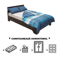 Configurator Dormitor ALMA, sonoma inchis + sonoma deschis, de la Pat cu picioare Alma 120x200 cm, adauga Saltea, Noptiere, Comoda, Dulap - 1