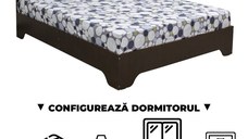 Configurator Dormitor ALMA, sonoma inchis + sonoma deschis, de la Pat cu picioare Alma 160x200 cm, adauga Saltea, Noptiere, Comoda, Dulap