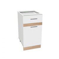 Corp inferior 40 YANA, 1 usa si 1 sertar, corp alb, fronturi alb + sonoma, 40x50x77 cm - 1