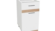 Corp inferior 40 YANA, 1 usa si 1 sertar, corp alb, fronturi alb + sonoma, 40x50x77 cm