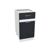 Corp inferior 40 YANA, 1 usa si 1 sertar, corp alb, fronturi gri + alb, 40x50x77 cm - 1