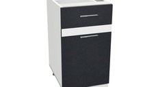 Corp inferior 40 YANA, 1 usa si 1 sertar, corp alb, fronturi gri + alb, 40x50x77 cm