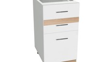 Corp inferior 40 YANA, 3 sertare, corp alb, fronturi alb + sonoma, 40x50x77 cm