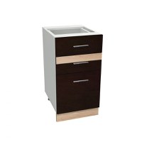 Corp inferior 40 YANA, 3 sertare, corp alb, fronturi sonoma inchis + deschis, 40x50x77 cm - 1