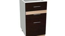 Corp inferior 40 YANA, 3 sertare, corp alb, fronturi sonoma inchis + deschis, 40x50x77 cm