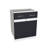 Corp inferior 60 YANA, 2 usi, corp alb, fronturi gri + alb, 60x50x77 cm - 1