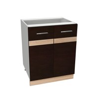 Corp inferior 60 YANA, 2 usi, corp alb, fronturi sonoma inchis + deschis, 60x50x77 cm - 1