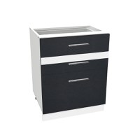 Corp inferior 60 YANA, 3 sertare, corp alb, fronturi gri + alb, 60x50x77 cm - 1