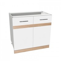 Corp inferior 80 YANA, 2 usi, corp alb, fronturi alb + sonoma, 80x50x77 cm - 1