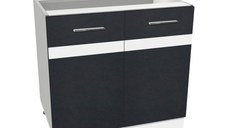 Corp inferior 80 YANA, 2 usi, corp alb, fronturi gri + alb, 80x50x77 cm