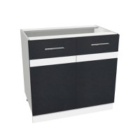 Corp inferior 80 YANA, 2 usi, corp alb, fronturi gri + alb, 80x50x77 cm - 1