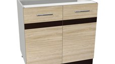 Corp inferior 80 YANA, 2 usi, corp alb, fronturi sonoma deschis + inchis, 80x50x77 cm