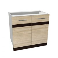 Corp inferior 80 YANA, 2 usi, corp alb, fronturi sonoma deschis + inchis, 80x50x77 cm - 1