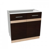 Corp inferior 80 YANA, 2 usi, corp alb, fronturi sonoma inchis + sonoma deschis, 80x50x77 cm - 1