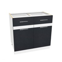 Corp inferior 80 YANA, 2 usi si 2 sertare, corp alb, fronturi gri + alb, 80x50x77 cm - 1