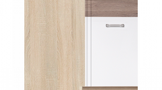 Corp inferior de colt ECO-14D dreapta, 1 usa, corp stejar sonoma, fronturi alb lucios + stejar sanremo, 100x70x82 cm