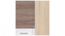 Corp superior de colt ECO-44G stanga, 1 usa, corp stejar sonoma, fronturi alb lucios + stejar sanremo, 70x40x72 cm