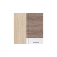 Corp superior de colt ECO-45G dreapta, 1 usa, corp stejar sonoma, fronturi alb lucios +stejar sanremo, 70x40x72 cm - 1